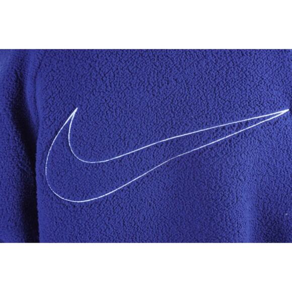 (M) $140 Nike NSW Swoosh Sherpa Oversized Fleece Zip-Up Jacket Navy Blue Sherpa - Picture 5 of 9